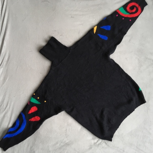 90’s VTG Angora Lambswool Colorful Turtleneck - Picture 4 of 8